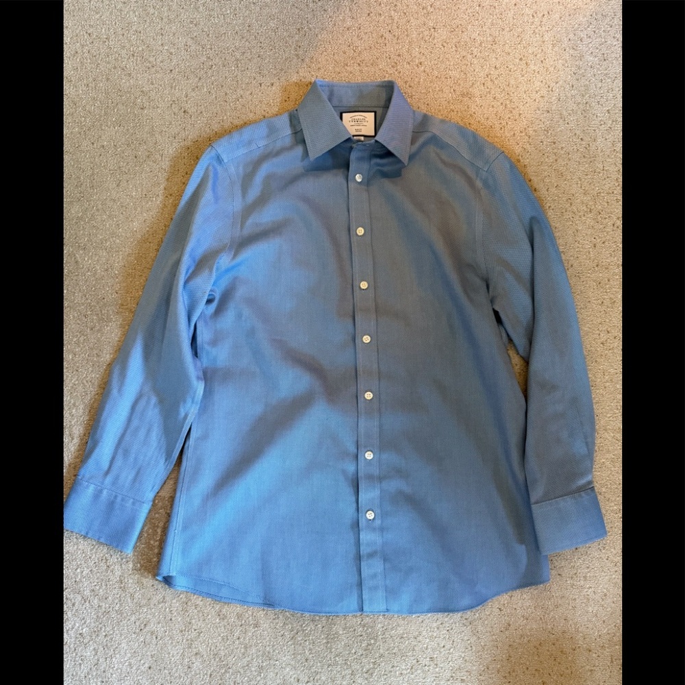 Charles Tyrwhitt Textured Slim Fit Dress Shirt Blue 16/33